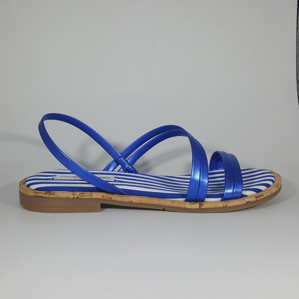 NR Rapisardi Metallic Blue Strappy Sandal